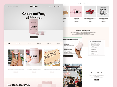 Grind Coffee clean coffee design interface ui website