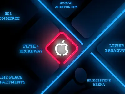 Downtown Nashville Map apple apple downtown nashville apple store bridgestone cinema 4d fifth and broadway illustration map nashville neon retail ryman