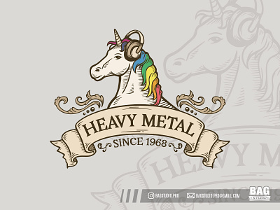 Heavy Metal Unicorn Print Design music