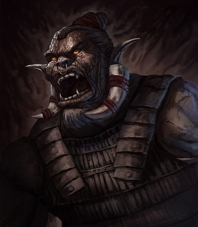 Samurai Orc characterdesign creature digital painting digitalart fantasy illustration monster orc samurai warrior