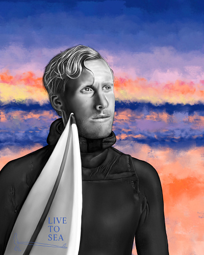 Live to Sea movie movie poster portrait portrait illustration surfer surfers surfing sweden