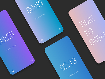 Break Timer Remember app blue color colourful daily dark product ui uiux