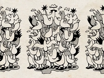 Illustration beach illustration seagulls sunrise surfing