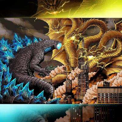 Godzilla VS Ghidorah character design comic comic book cover art godzilla graphic novel illustration monsters