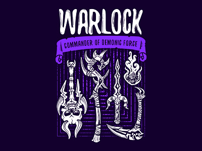 Warlock - Commander of Demonic Force 2d ancient board game commander of demonic force critical role d20 design dice dm dnd dnd warlock fantasy geek logo magic nerd otherworldly patron roll initiative wow warlock