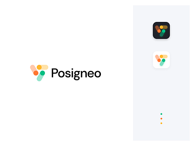 Posigneo – Logotype app branding clean color czech graphic design green logo logotype marketplace orange redesign selling simple startup symetric technology yellow