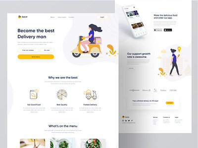 Delivery Landing Page UI/UX Design app clean design delivery service food food app food app design food app ui food application food apps food delivery food delivery app food delivery application food delivery service food delivery website food illustration food logo illustration ui ui design uiux