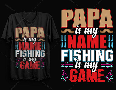 Papa Fishing and gaming T shirt design design fishing free t shirt designs gamer gaming graphic design illustration illustrator t shirt t shirt design t shirt design 2021 t shirt mockup typography vector