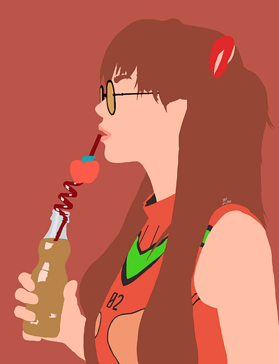 Asuka Langley from Neon Genesis Evangelion (Basic) animeart art basic digitalart portrait simple