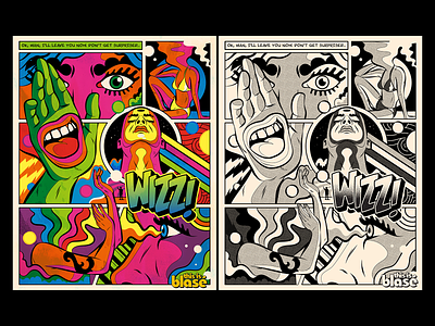 Psychedelicomicz comic book comics design fantasy illustration pop art psychedelic retro surrealism typography vector vintage