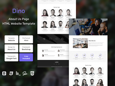 Dino About Us Page HTML Web Template V1.0 bem blog business homepage html personal portfolio sass shop store web website