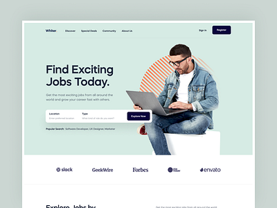 Job Directory Landing Page design flat free landing page freebie hero section homepage job directory minimal ui website website design