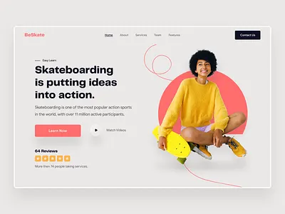 BeSkate Web Template 2021 2020 trends color colour ecommerce header design landing page minimal minimalist simple skate skateboard typography uidesign uxdesign webdesign website website design