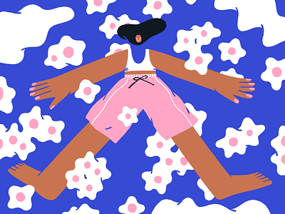 Imagine chamomile cloud dream flower girl illustration procreate sketch