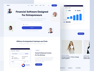 Circle - Landing Page bank branding chart clean design designer finance financial fintech illustration landing page money saas ui uidesign ux uxdesign web web design website