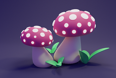 poisonous mushroom ⚠️💜 3d animation blender graphic design illustration vector