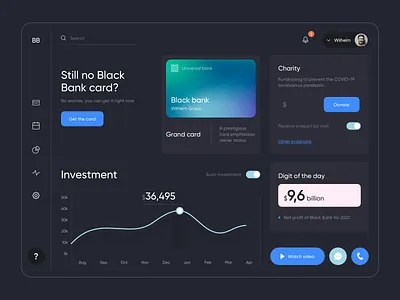 Black Bank - Dashboard Design bank bank app banking bankingapp clean dark mode dashboard dashboard design online banking ui uiux ux ux design web app web app design web design