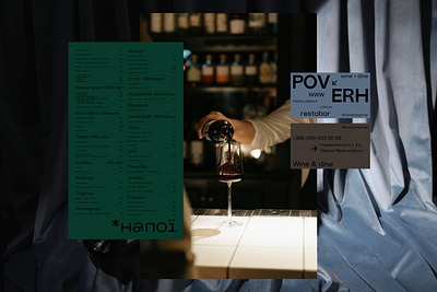 Poverh Restobar visual identity branding design business card menu wine