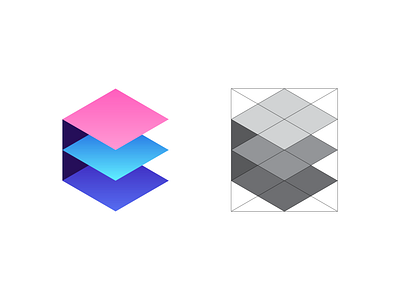 Extend - Logo Grid abstract brand brand identity branding colors construction e exploration geometric gradient grid hexagon identity isometric layers lines logo logodesign mark symbol