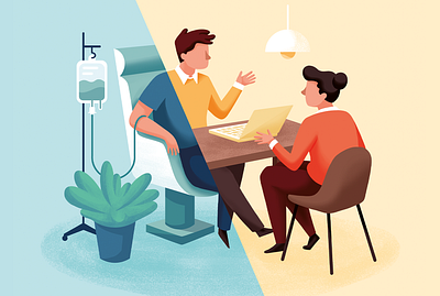 Living and working with cancer cancer flat design healthcare illustration magazin