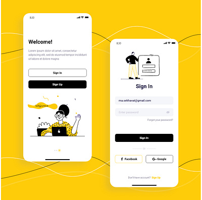 Sign In art artwork fun illustrator simple sketch ui uidesign