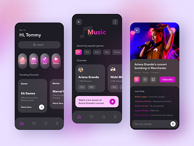 Streaming music service app app concept app design interface live streaming music app music streaming streaming streaming app streaming online streaming service ui uiux