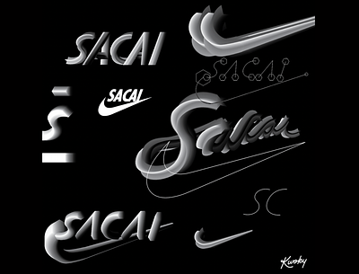 Sacai x Nike logo exploration 2d 3d 3d art branding design graphic design logo minimal nike sacai vector