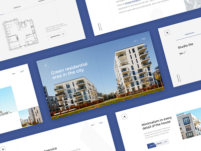 Athens Apartments // Website blue real estate ui website white