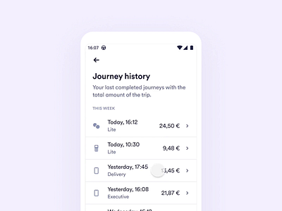 Price Breakdown app app design breakdown cabify cabify app cabifydesign design driver app interaction journey history journey price mobile app mobility price breakdown price list tolls ui