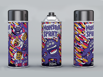 Monster spray adobe illustrator branding character design characterdesign characters cinema4d colorful design design art designs drawing illustration illustrator lettering monster package package design packaging design purple ui