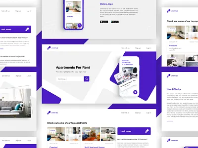 ApartMe Service // Website blue real estate ui website white