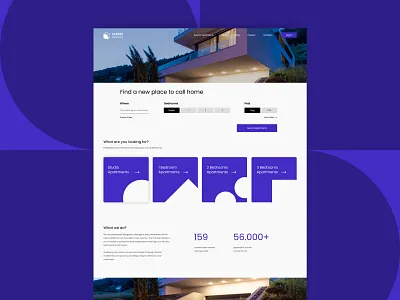 Camden Apartments // Website blue real estate ui website white