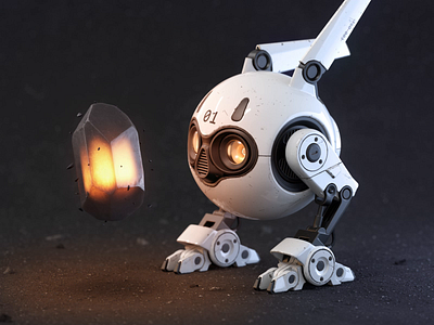 Curious robot ball thing 3d animation cinema4d redshift robot x particles