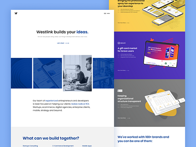 Design concept for Development team blue branding clean colorful design devs flat interface landing modern protfolio site typography ui ux vector web