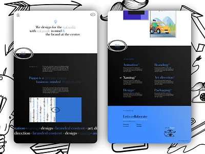 Concept for Pappa design agency website art branding design draw flat hand drawn icon illustration logo typography ui ux vector web webdesign website