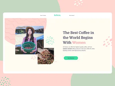 Coffee from Women branding clean coffee interface modern pastel product site typography ui ux web woman women