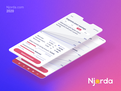 Njorda investment and savings management app amination figma mobile prototype web