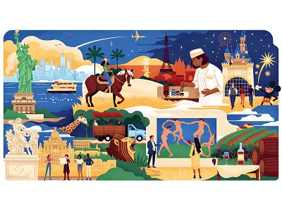 Private Travel character characterdesign disney land drawing editorial graphic holiday illustration landmarks mickey mouse museum retro safari statue of liberty texture travel vector wine