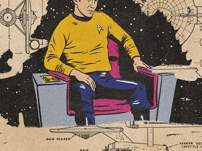 Captain Kirk drawing illustration kirk portrait procreate star trek vintage design vintage illustration