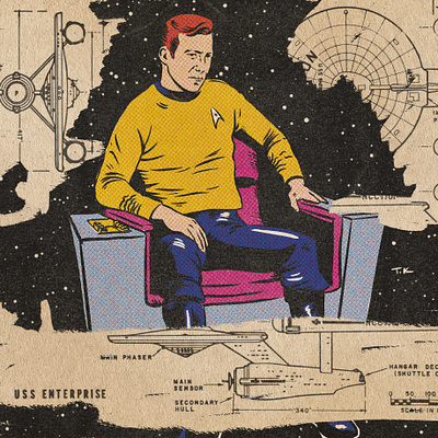 Captain Kirk drawing illustration kirk portrait procreate star trek vintage design vintage illustration