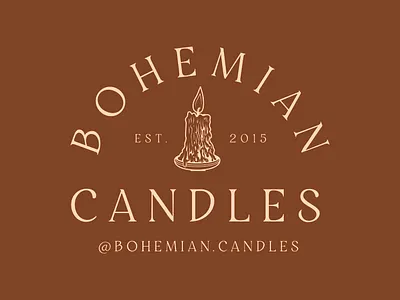 Bohemian Candles Alternative Logo 70s logo bohemian boho branding design candles design illustration illustrator logo serif logo thin font style vector vintage