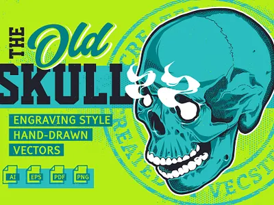 OLD SKULL - Engraving Style Vectors Sample collection engraving for sale grunge skull stock tattoo vector vintage