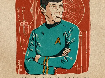 Spock illustration portrait procreate sci fi vintage design