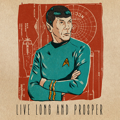 Spock illustration portrait procreate sci fi vintage design