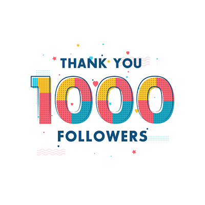 Thank you 1000 Followers 1000 1000 followers 1k 1k followers celebrate celebrations colorful decoration decorative design follow follower followers greeting card media network social social media thank you vector