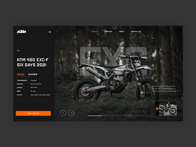 KTM EXC Web UI Concept bike dark design ktm landing layout moto motocross motor motorbike motorbikes motorcycle page ui uiux ux web webdesign website