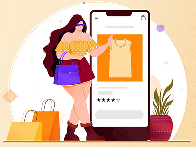 online shopping character design concept design digital flat vector illustration motion design online shopping vector