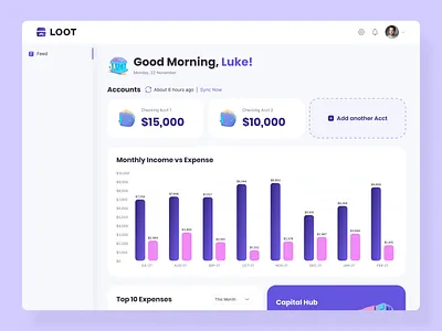 LOOT Financial Banking Dashboard banking dashboard design finance financial interface internet banking product design smb ui ux website