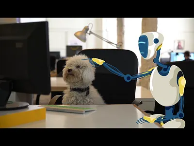 Mob 300 Years - Robot scene 2d animation adobe after effects after effects characters dog illustration motion design motiondesign motiondesigner motiongraphics overlay