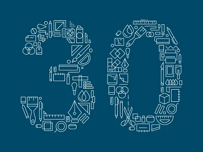 Celebrating 30 Years 30 anniversary art artist arts business celebration council creative dallas for icon illustration line monoline monoweight paint the year years